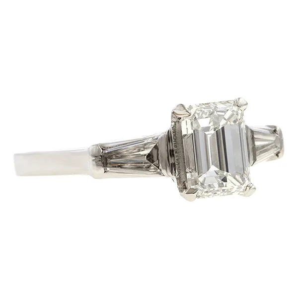 Vintage Engagement Ring, Emerald Cut 0.98ct.