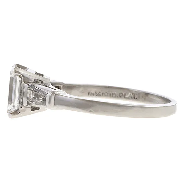 Vintage Engagement Ring, Emerald Cut 0.98ct.
